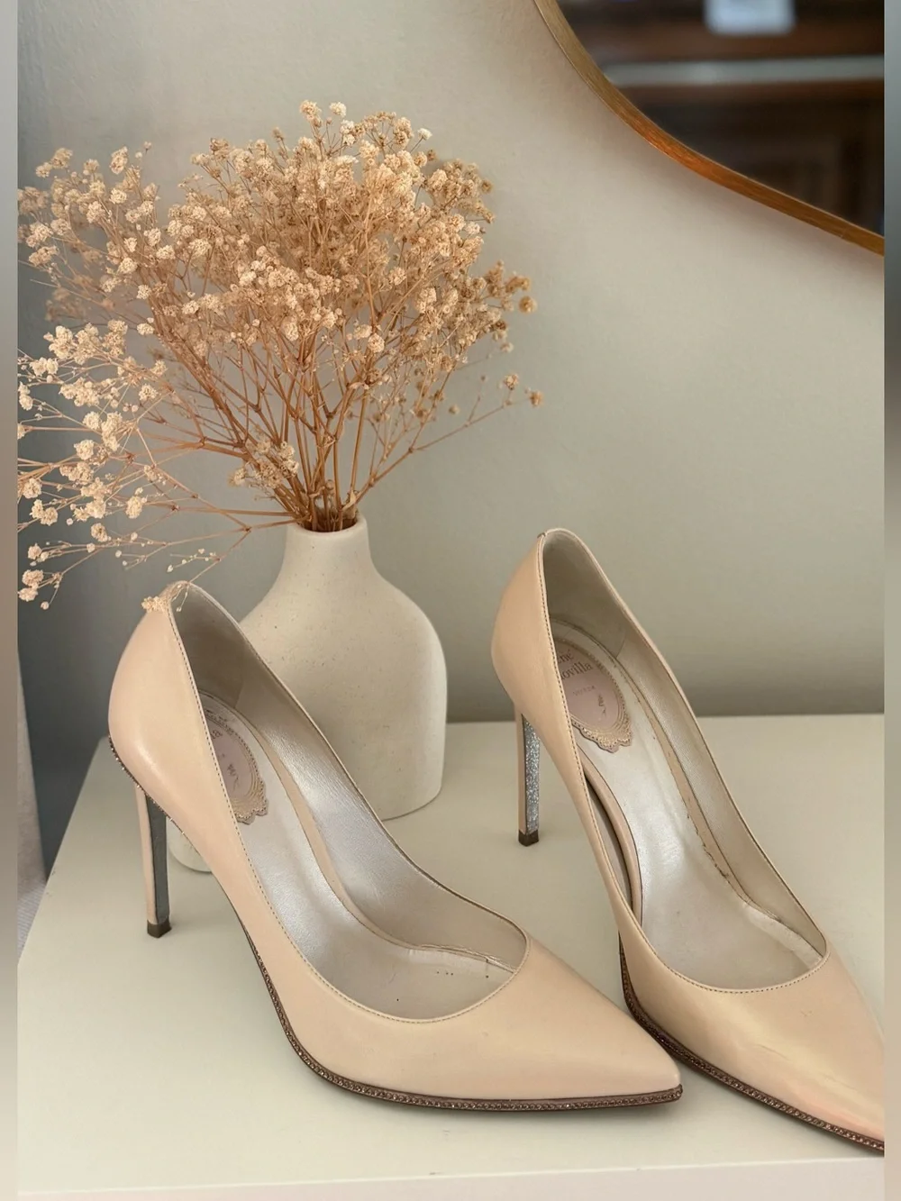 Rene Caovilla Nude Patent Stiletto Pumps